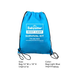 Babysitter Boot Camp survival kit drawstring bag