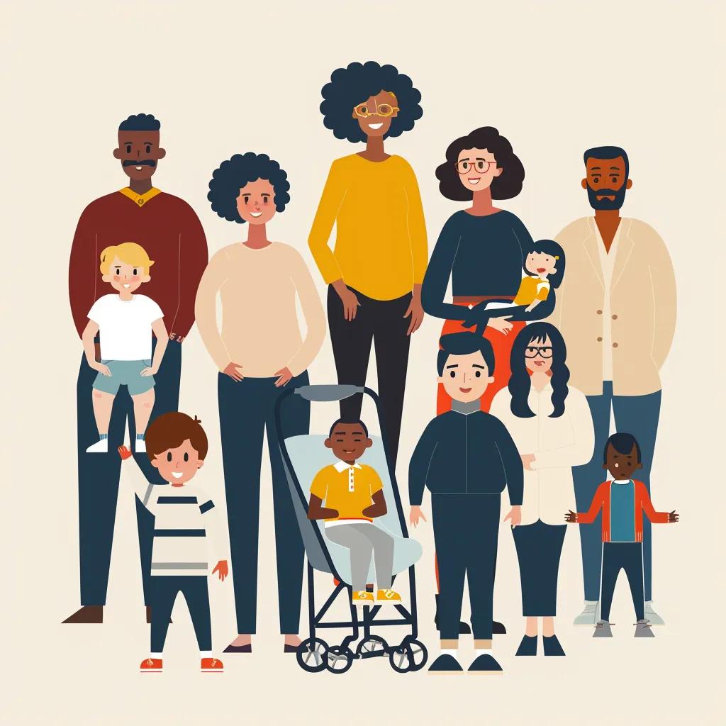Diverse babysitters with children, representing varying babysitting rates and professionalism